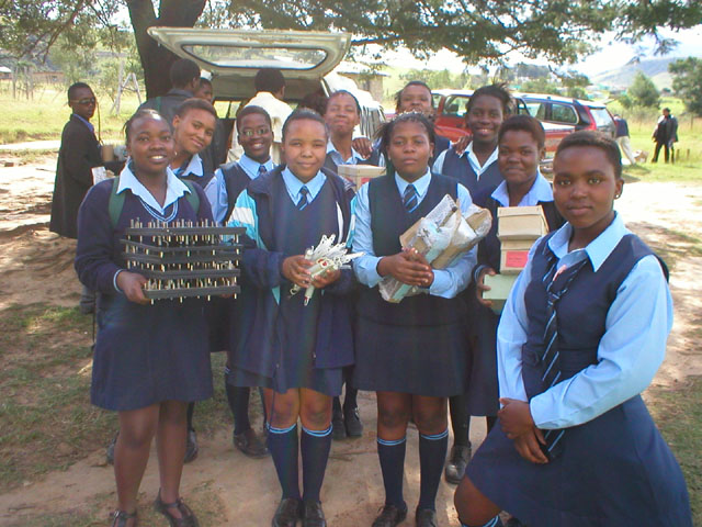 Beneficiaries of the project receiving equipment