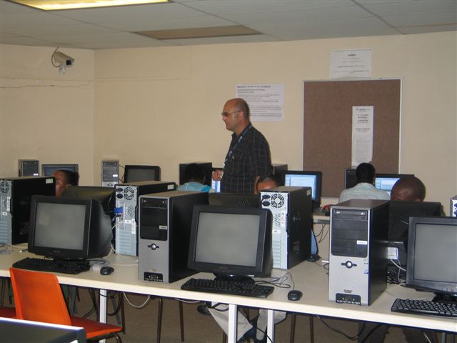 A participating school computer lab with donated DELL computers